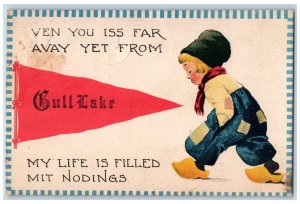 Gull Saskatchewan Canada Postcard My Life Is Filled Pennant Dutch Boy 1912