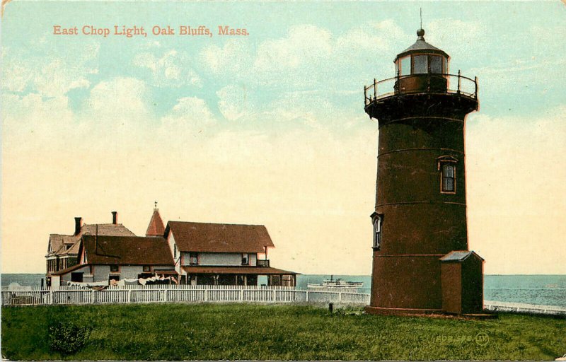 Vintage Postcard East Chop Light House Oak Bluffs MA Martha's Vineyard