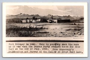 J95/ Fort Bridger Utah RPPC Postcard c1950s Donner Party Salt Lake Valley 69