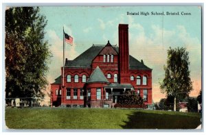 Bristol Connecticut Postcard Bristol High School Exterior c1913 Vintage Antique