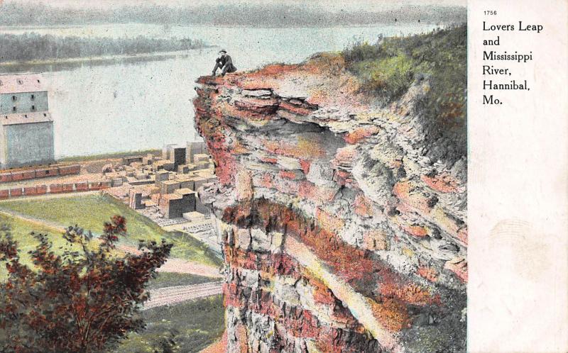 Lover's Leap & Mississippi River, Hannibal, Missouri, Early Postcard, Used