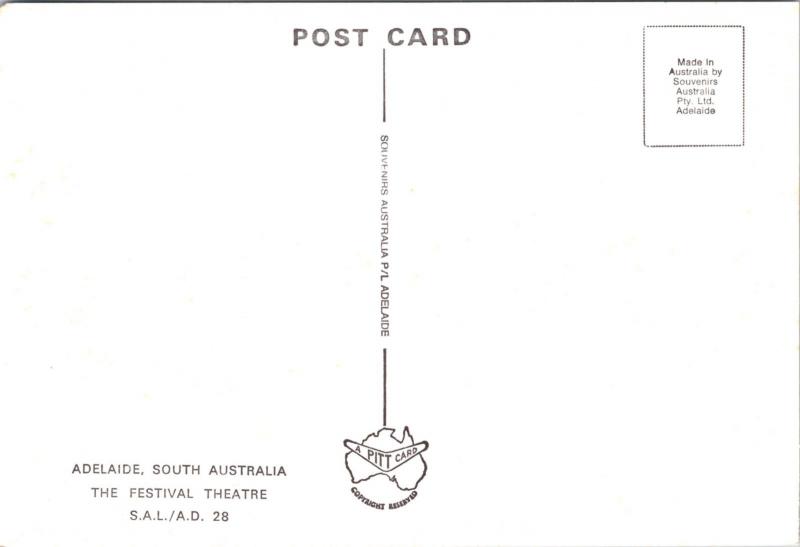 Adelaide Festival Theatre Adelaide South Australia AU Unused Postcard D34