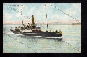 F3035 - Paddle Steamer - Unknown Name - approaching Torquay - postcard