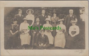 Family History Postcard - Ancestors - Wedding Party Posing Outdoors Ref.RS32246