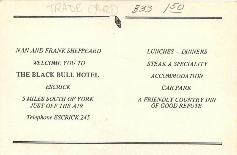 York New YorkBlack Bull HotelBuilding FrontDining Area1950s Sheppeard