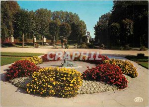 Modern Postcard Bourges (Cher) Le Jardin des Pres Fichaux The sundial Statue ...