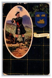 Clan Gordon Tartan Man in Kilt Scotland DB Postcard K18