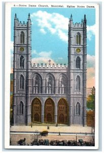 Notre Dame Indiana IN Postcard Notre Dame Church Montreal Eglise 1930's Vintage