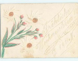 1911 blank back postcard GERMAN CHRISTMAS - HAND COLORED DAISY FLOWERS HL8722