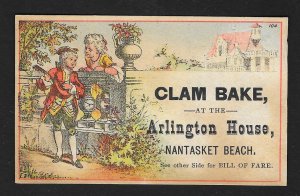 VICTORIAN TRADE CARD Clam Bake Fancy Man & Mandolin Woman