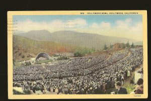 USA Postmark 1939 Long Beach Calif Hollywood Bowl Hollywood Calif Linen Postcard