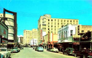 Corpus Christi TX Chaparral Street Storefronts Movie Marque Old Cars, Postcard