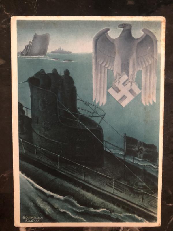 1941 Saale Germany feldpost Patriotic Postcard cover Kriegsmarine WW2