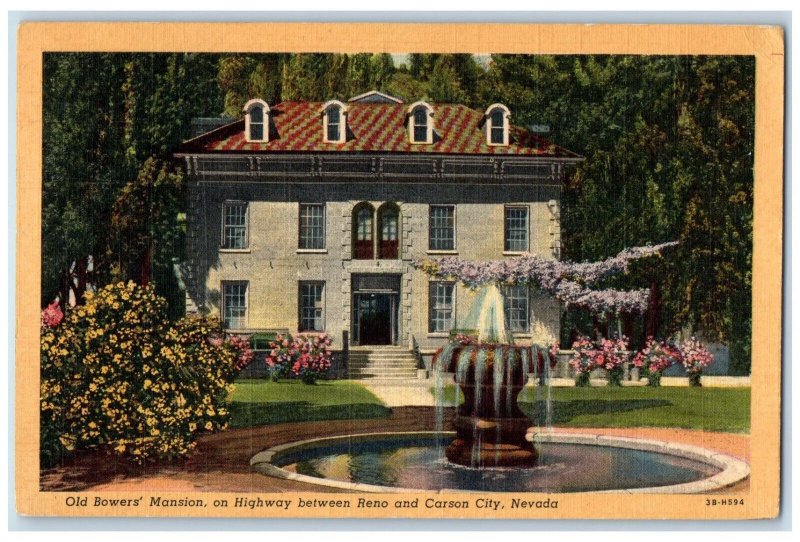 1950 Old Bowers Mansion on Highway Between Reno and Carson City NV Postcard 