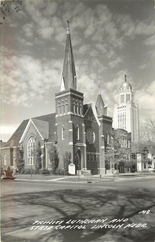 1930's Real Photo PC; Trinity Lutheran Church, Lincoln NE LL Cook Lancaster Co