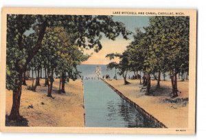 Cadillac Michigan MI Postcard 1930-1950 Lake Mitchell and Canal
