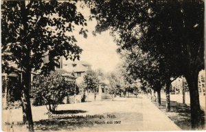 PC CPA US, NEBRASKA, HASTINGS, RESIDENCE STREET, VINTAGE POSTCARD (b10900)