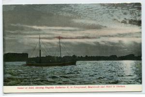 Sailing Ship Katherine K Inlet at Sunset Atlantic City New Jersey 1910c postcard