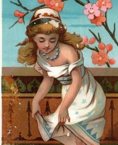 1882 E. Congregational Church Christmas Card Brooklyn NY Grecian Girl 7L