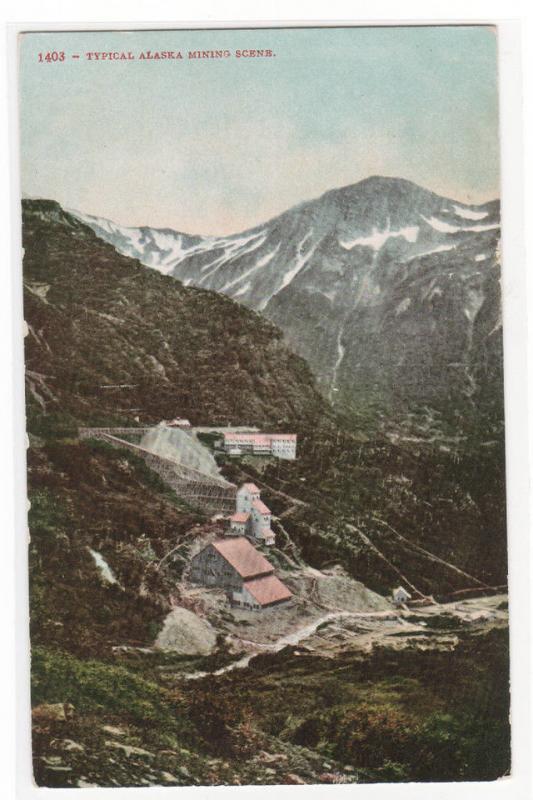 Alaska Mining Scene 1910c postcard