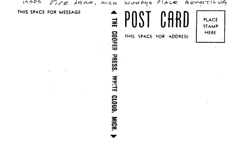 Postcard Michigan Fife Lake Woody's Place Advertising 1950s 23-10672