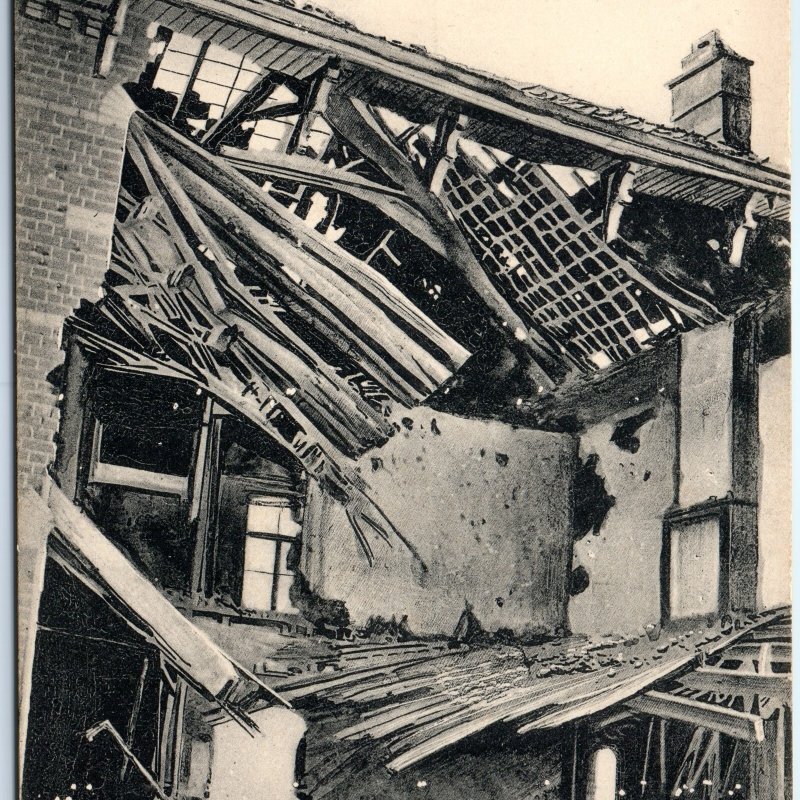 c1910s Zonnebeke, Belgium WWI Bombardment Postcard Destroyed House Shelled A80