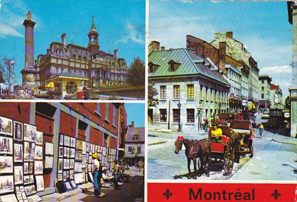 City Hall St Amable Street and Horse Drawn Carriage Montreal Quebec Canada