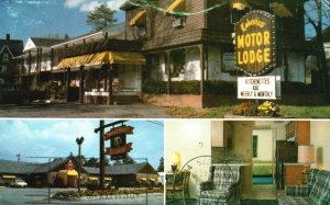 Postcard Lakeview Motor Lodge Essex County Beverly Massachusetts Duel View