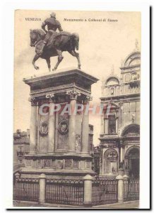 Italy Italia Venezia Old Postcard Monumento a Colleoni di fianco