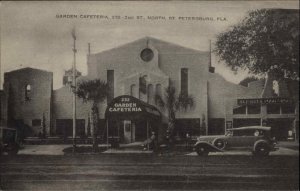 St. Petersburg Florida FL Garden Cafeteria Classic Car Vintage Postcard