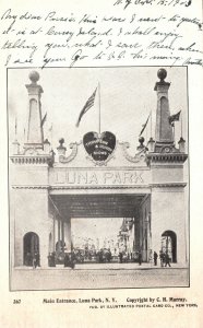 Vintage Postcard 1903 Main Entrance Thompson & Dundy Shows Luna Park New York NY