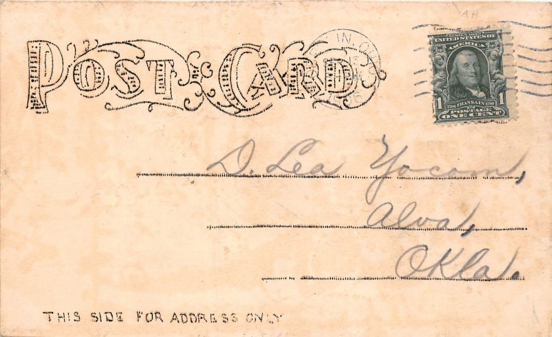 J58/ Hand-Made Hand-Colored Postcard c1910 Man Kicking Man358 