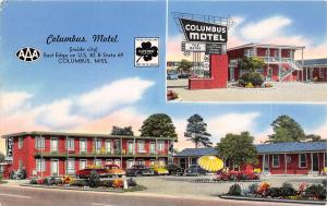 Columbus Motel US 82 State 69 Columbus Mississippi postcard