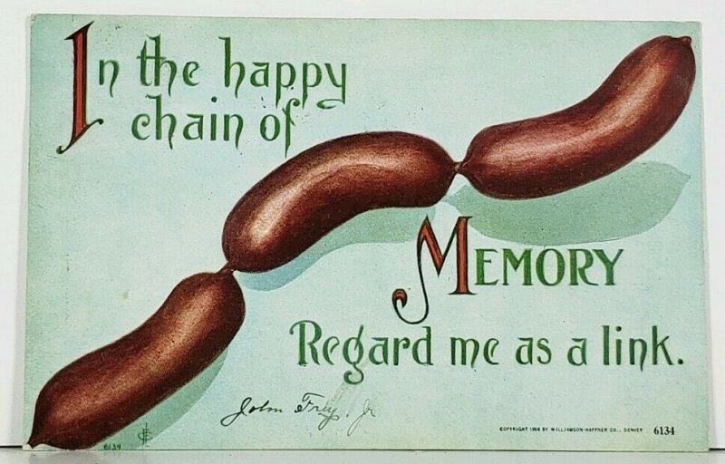 Link of Meat, The Chain of Memory Regard Me as A Link 1909 Postcard A4