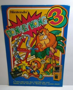 Nintendo Donkey Kong 3 Arcade FLYER Original 1983 Video Game Art Print Retro 