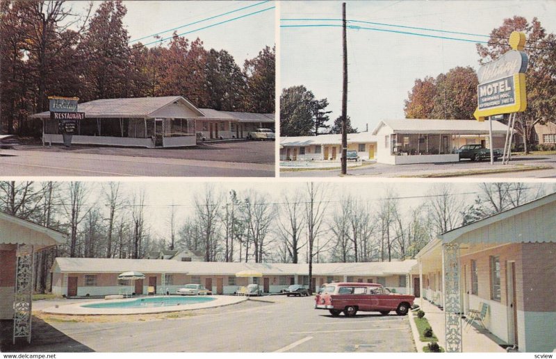 CALHOUN, Georgia, 1950-60s; 3-Views, Holiday Motel & Restaurant, Swimming poo...