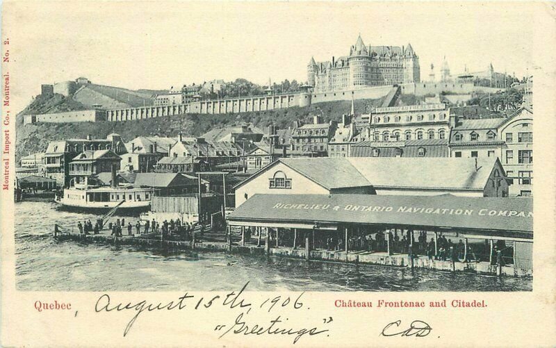 Quebec Canada Chateau Frontenac Citadel Montreal Import C-1910 Postcard 21-11184