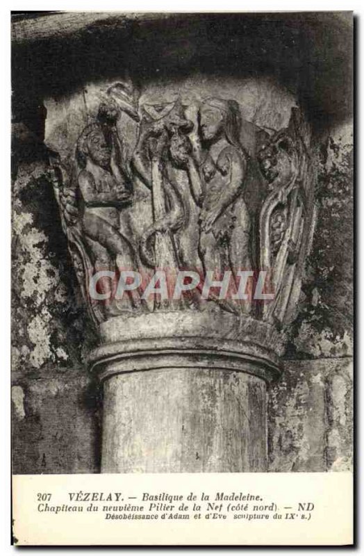 Old Postcard Vezelay Basilica De La Madeleine Chapiteau Du ninth pillar of th...