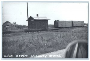 c1960 CBQ Depot Nodaway Iowa IA Railroad Train Depot Station RPPC Photo Postcard