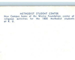 c1940's Methodist Student Center Kansas University Lawrence Kansas KS Postcard 