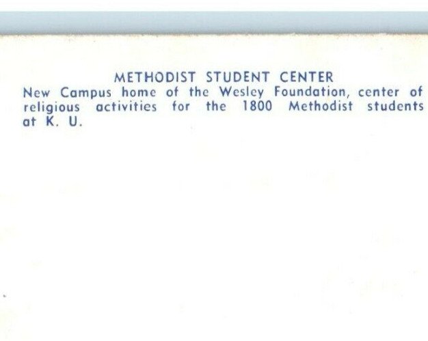 c1940's Methodist Student Center Kansas University Lawrence Kansas KS Postcard 