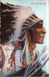 Native American Indian Bow & Arrows CHIEF WOLF ROBE c1910 Postcard