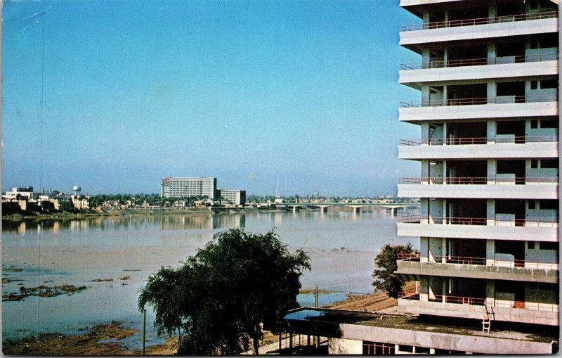 Vtg Baghdad Iraq Tigris River Stamps 1960s View Postcard