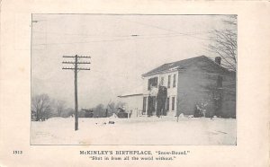 McKinley Birthplace Snow Bound Niles, Ohio USA View Postcard Backing 