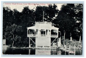 1919 Indiana Boat House Lake Maxinkuckee Culver Indiana IN Antique Postcard