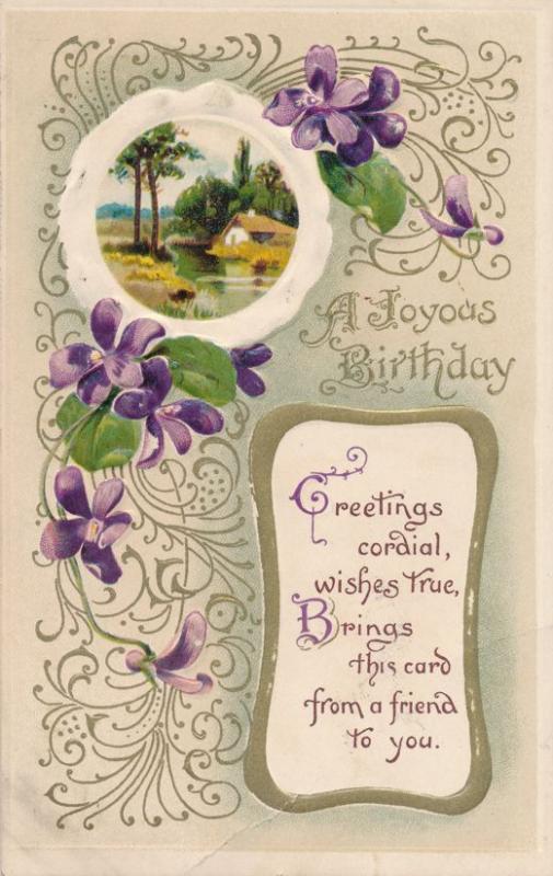 Happy Birthday Greetings - Joyous Wishes True - pm 1912 - DB