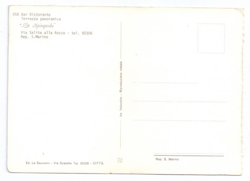 San Marino La Spingarda Restaurant Multiview 4X6 Postcard