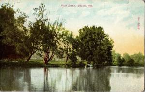 View of Rock River, Beloit Wisconsin c1909 Vintage Postcard Q13