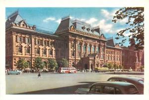 Russia Moscow 1950s bus & trolley in front of Lenin Museum