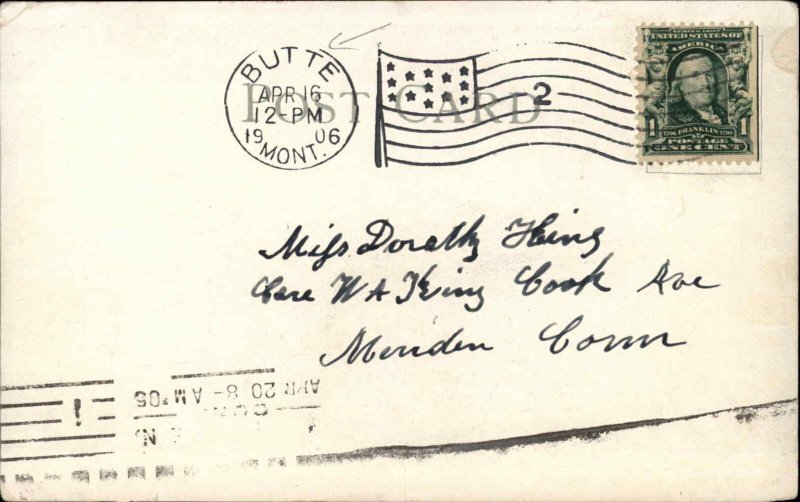 Butte Montana MT Mining Miner Drilling c1910 Vintage Postcard